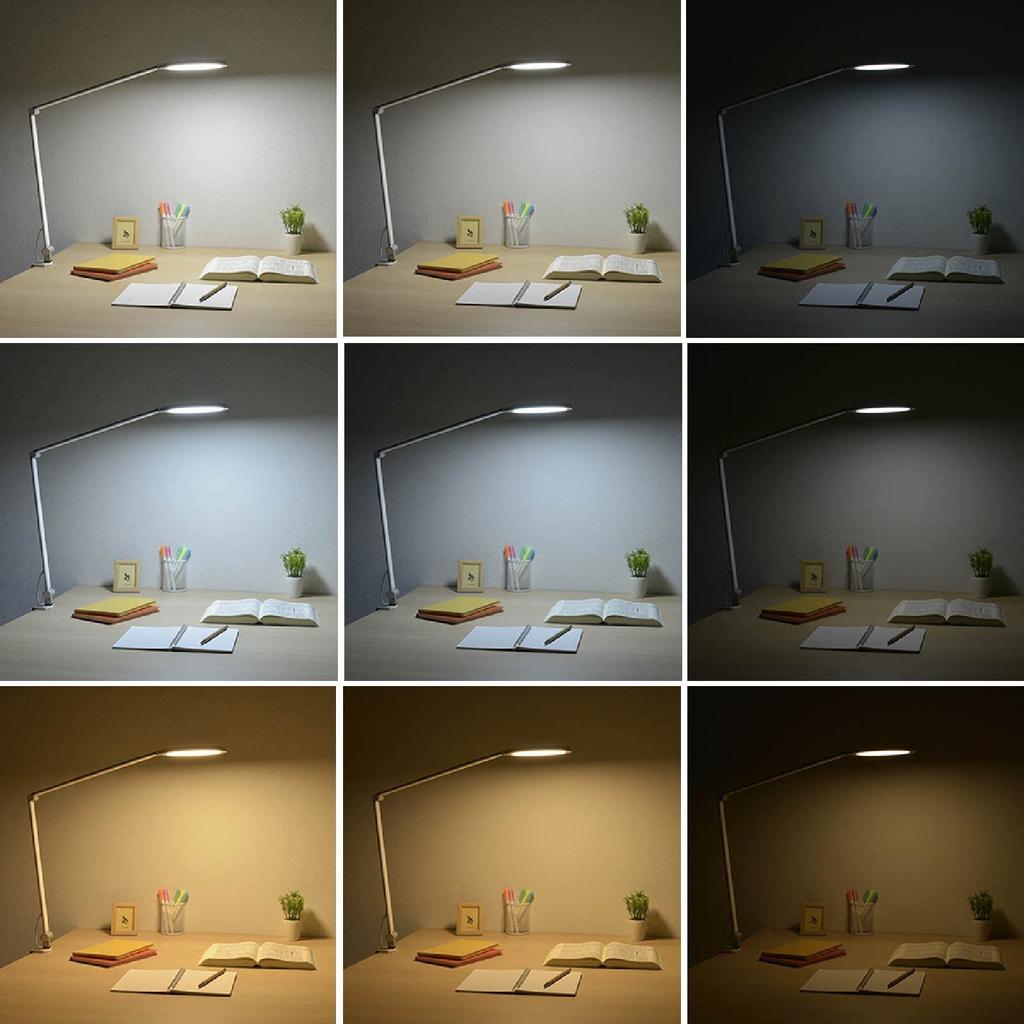 OHM Electric LED Arm Light, Dimmable and Color-Adjustable, Clamp Light, Desk Light, Desk Stand, AS-LDC6K-W 06-1947 OHM