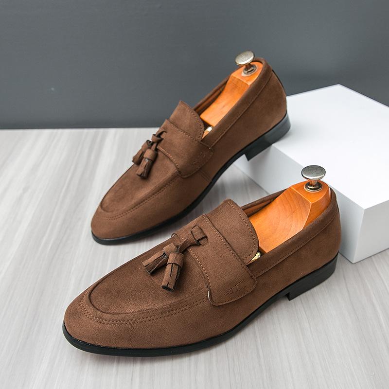 Men s Korean-Style Suede Tassel Loafers - Trendy Slip-On Driving Shoes 38