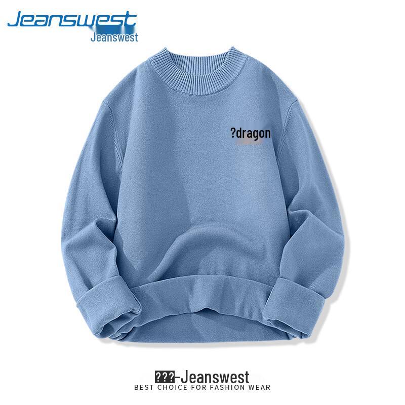 Jeanswest Men's 2025 Cartoon Cat Semi-High Collar Knit Sweater