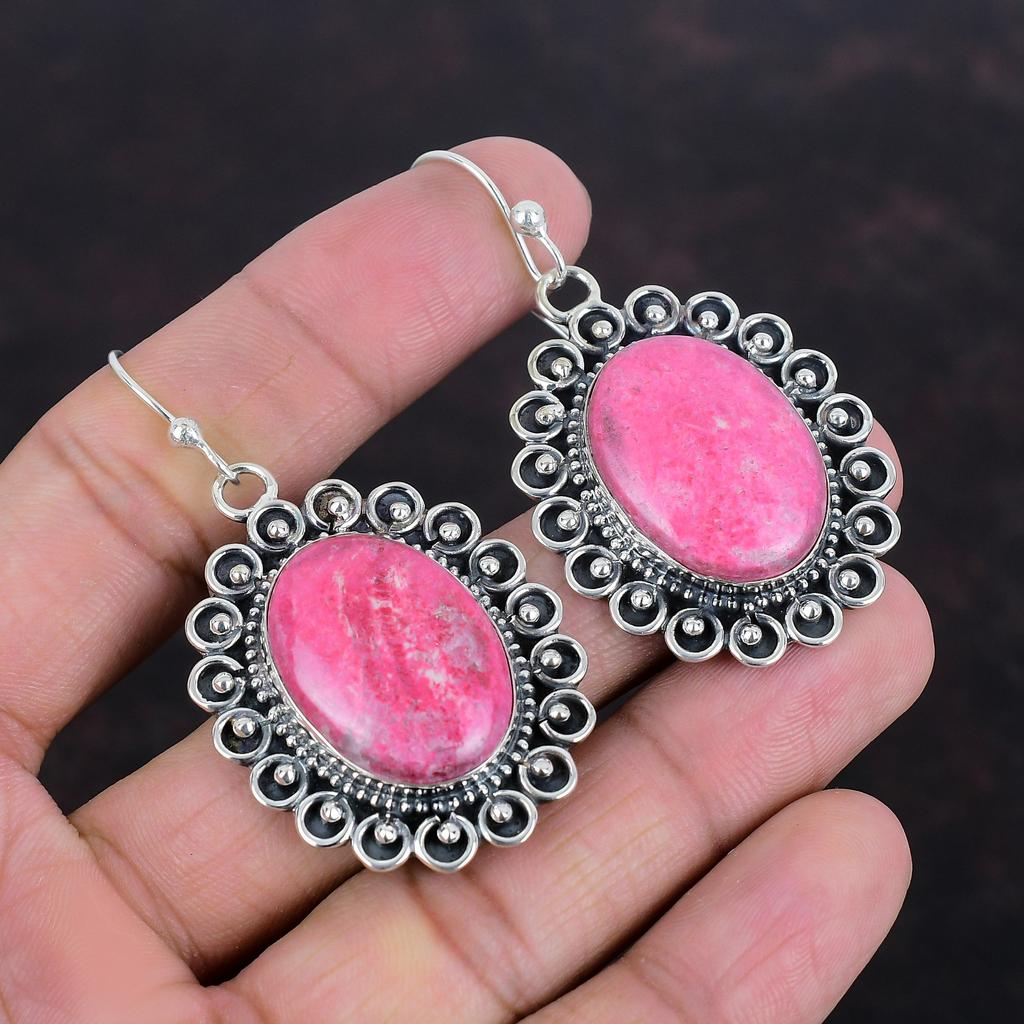 Thulite Earring 925 Sterling Silver Earring Handmade Jewelry Genuine Gemstone Earring Thulite Jewelry Designer Earrings Anniversary Gifts