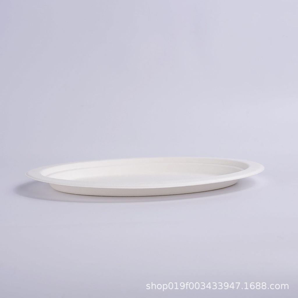 9"/10" 50pcs Disposable Sugarcane Pulp Three Grid Compostable Paper Tableware Degradable Picnic Pizza Party Dishes Dinner Plates