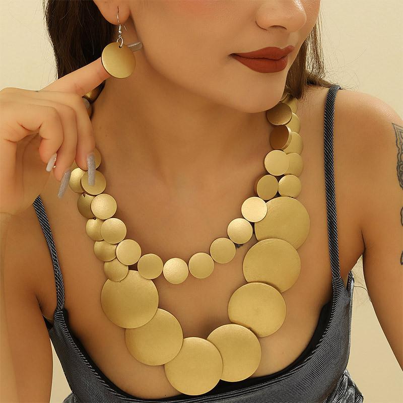 Böhmisches Mehrfarbiges Holzperlen Schmuckset Mit Geometrischem Design Für Damen Modeaccessoires
