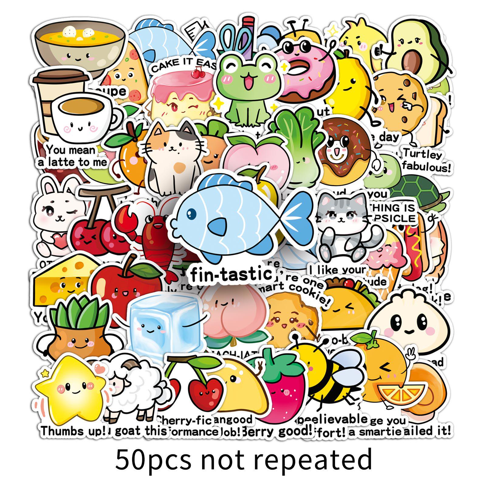 50 English Phonetic Pun Stickers: Kids Reward & Motivational Waterproof Decals by Guka