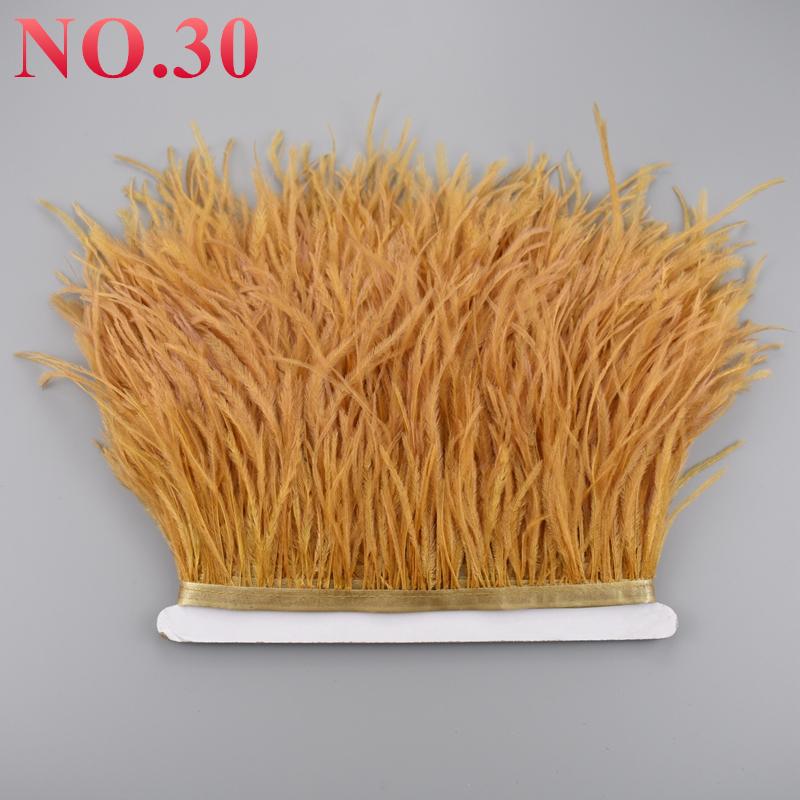 10Meters Ostrich Feathers On Ribbon On Tape 10-15Cm 4-6" Feather Trim Boa For Clothes Sewing White Fringe Dress Skirt Decor Diy