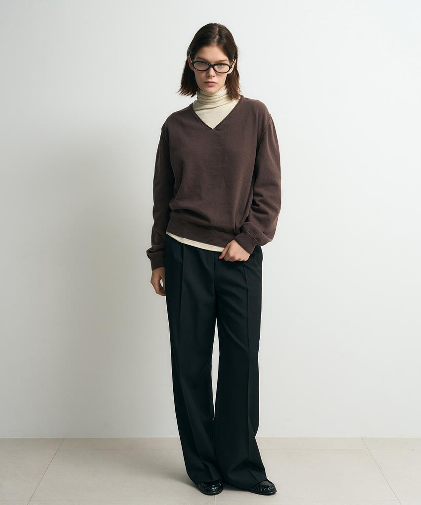 SIS A Cutout One-Pleat Wide Slacks [Black]