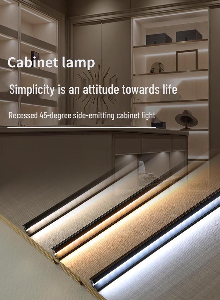 45-Degree Side-Emitting LED Cabinet Light Strip for Wardrobes, Wine Cabinets, Shoe Cabinets, and Display Cabinets