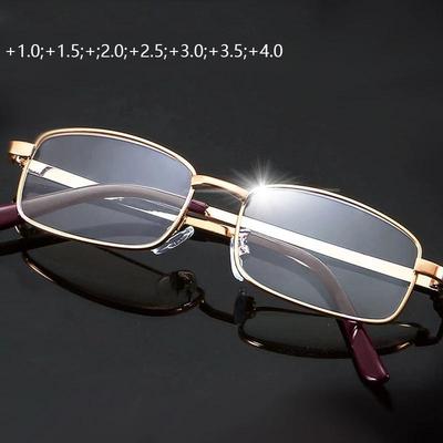 Gafas Cuadradas de Montura Completa para Hombre y Mujer Metal Lente de Cristal Real Gafas Eyewear