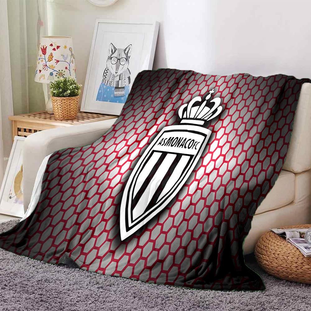 As Monaco Crest Flannel Blanket, Soft Polyester, Modern Design, All-Season for Camping, Travel, Gifts for holidays or birthdays