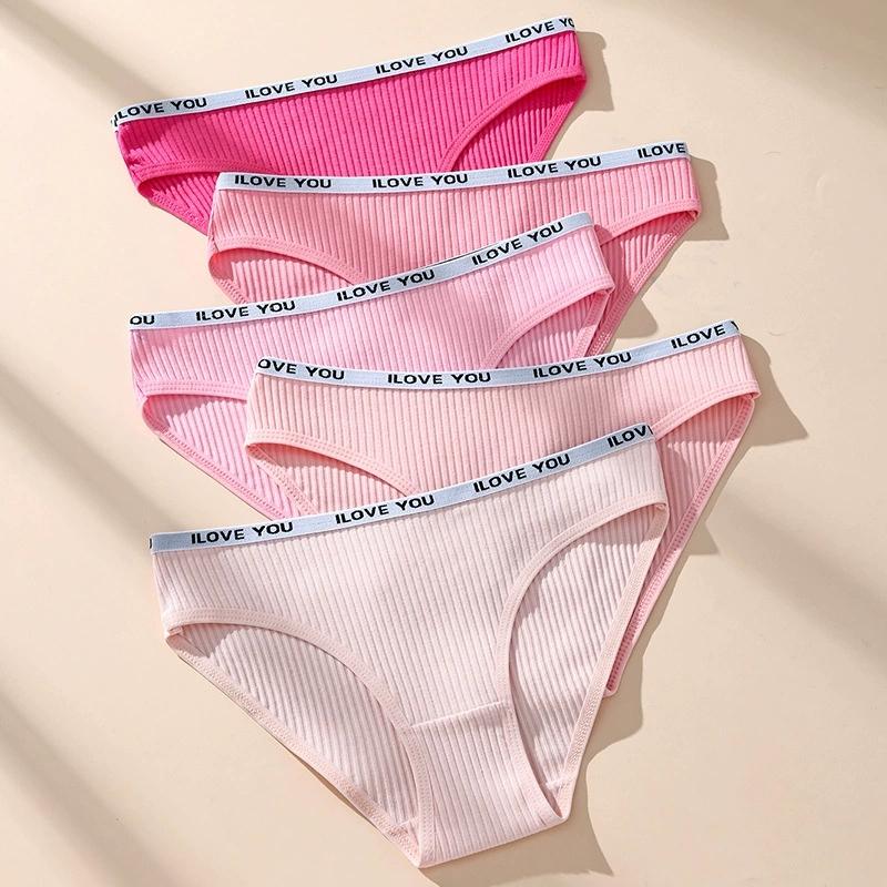 

5 шт./компл. Женские трусики с низкой посадкой, полосатое нижнее белье, милые трусики для девочек, дышащие хлопковые трусы, женские трусики, женское нижнее белье L разноцветный