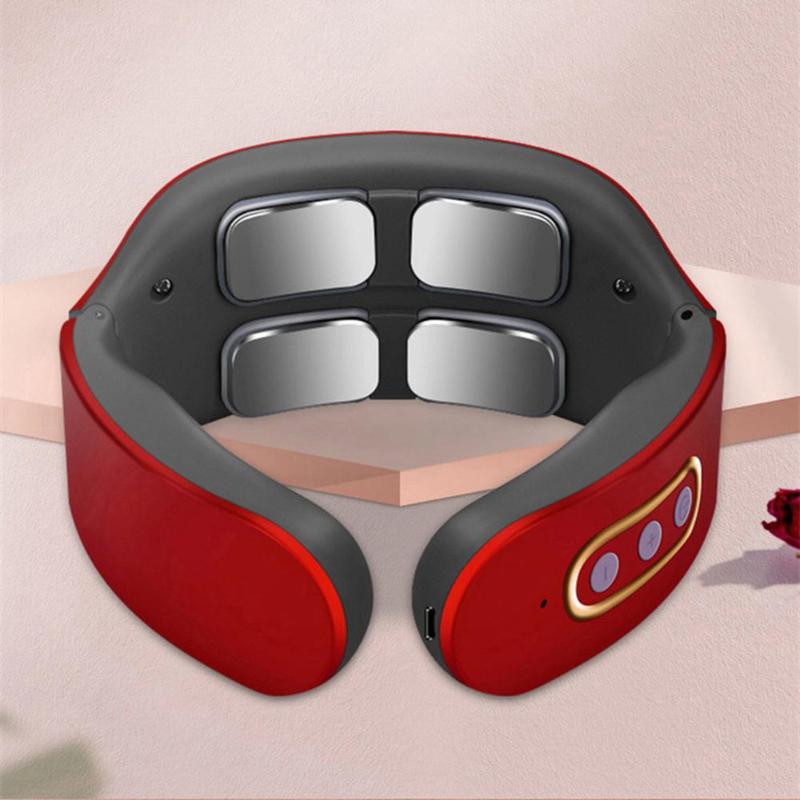 Electric Neck and Shoulder Pulse Massager 6 Mode 9 Levels Adjustable Heat Cervical Vertebra Relax Pain Relief Kneading Machine