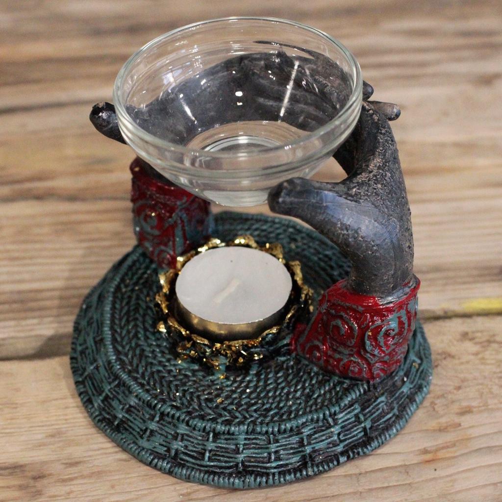Oil Burner Buddha Om Hands Antique