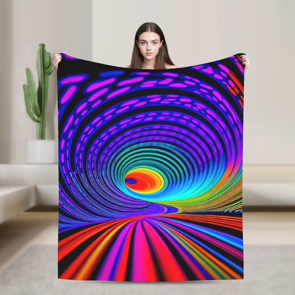 Super Warm BlanketStudents Decorative Whirlpool Dizziness Pattern Throw Blanket  Flannel Bedspread For Couch Bed Sofa Cover