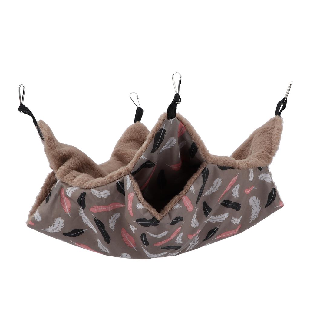 Small Pet Double Layer Hammock Soft and Comfortable Hamster Hanging Warm Bed with Fixed Metal Hook20x20cm   7.9x7.9in