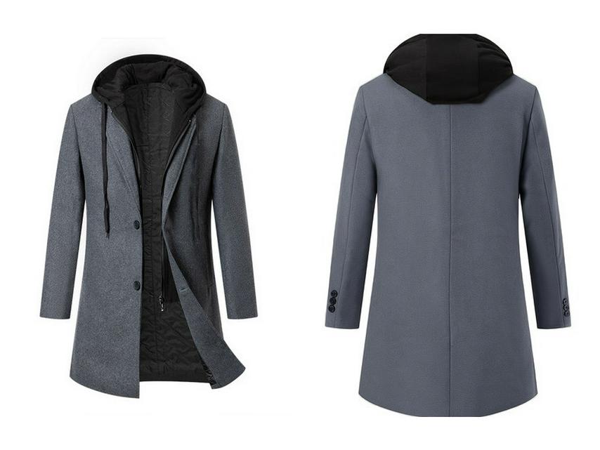 Europäische und amerikanische Kapuzenjacke Herbst/Winter 2025 aus Wollmischung mit dicker Baumwollwattierung