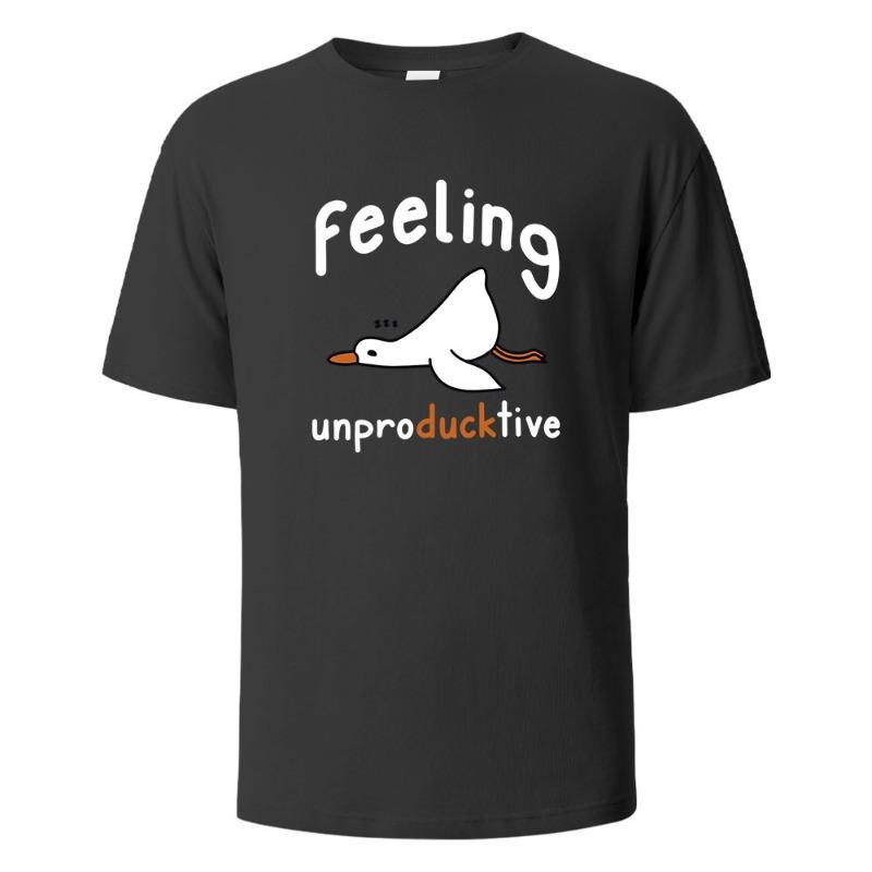 Feeling Unproducktive Print TShirt Casual Short Sleeved Streetwear Tops Summer Tees for Unisex Unisex Cotton Oneck Oversize