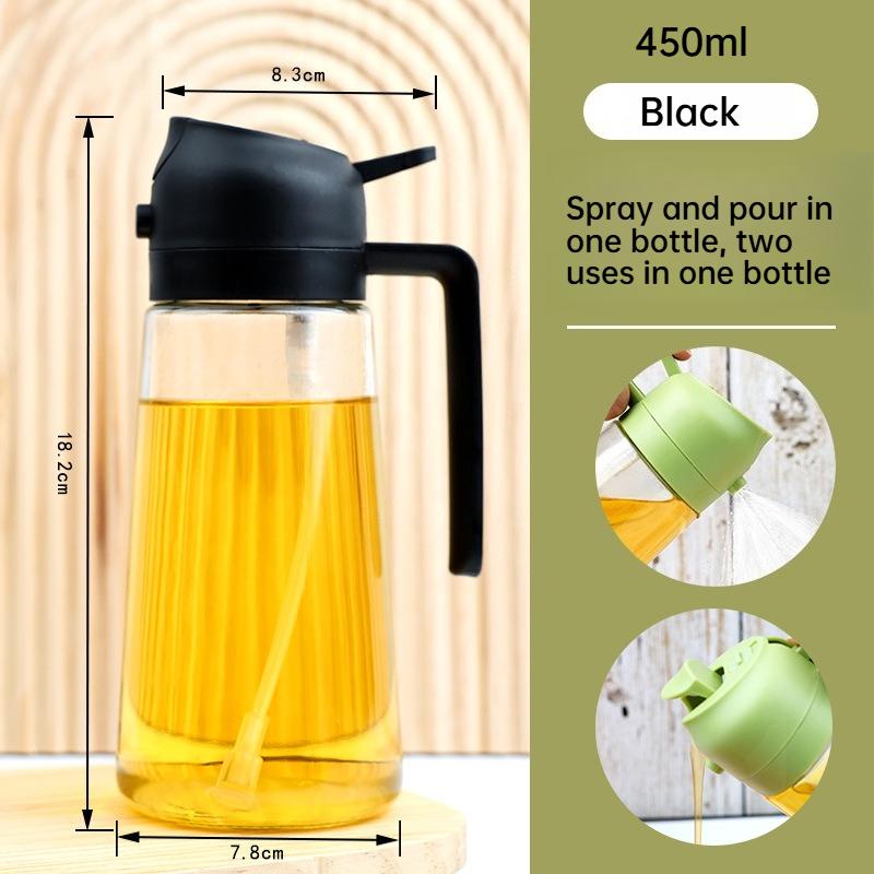 Glass Oil Bottle 2 In 1 Spray and Pour Kitchen Oil Dispenser for Home Cooking