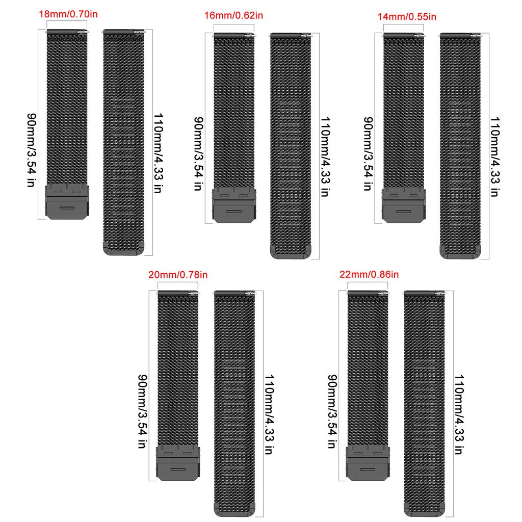 20/22mm Universal Milanese Watchband Quick Release Watch Band Mesh Stainless Steel Strap Wrist Belt Bracelet Silver