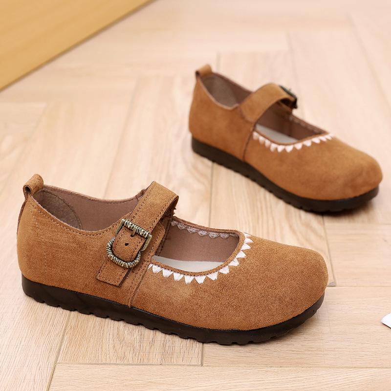 Women Flats 2026 Spring New Fashion Round Toe Buckle Strap Shallow Flat Mary Jane Shoes Comfort Soft Sole Lightweight Loafers