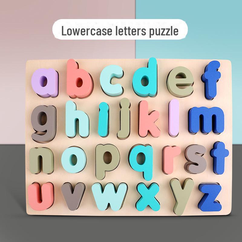 Children's Educational Wooden Jigsaw Puzzle Board for Number and Letter Shape Recognition