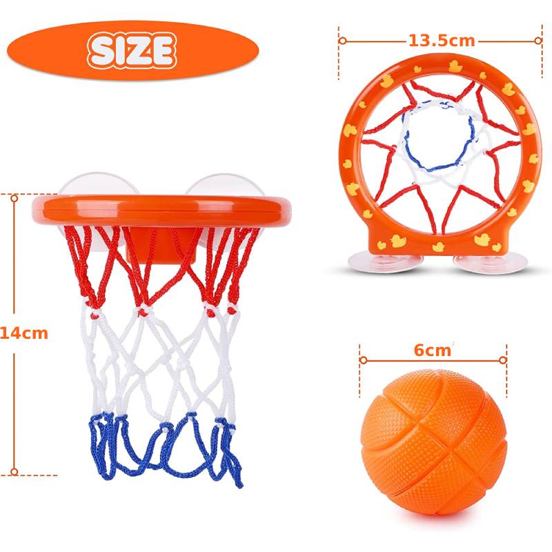 4Pcs Bathroom Shooting Game Toy Bathtub Basketball Hoop Set Fun Kids Bath Toys With 3 Balls Gift For Toddler Kids Children Baby
