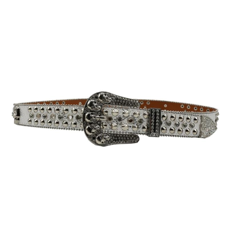 Blingbling Rhinestones Waist Belt Studded Grommet Buckle Rivets Costumes Rhinestones Heavy Duty for Jeans Pants