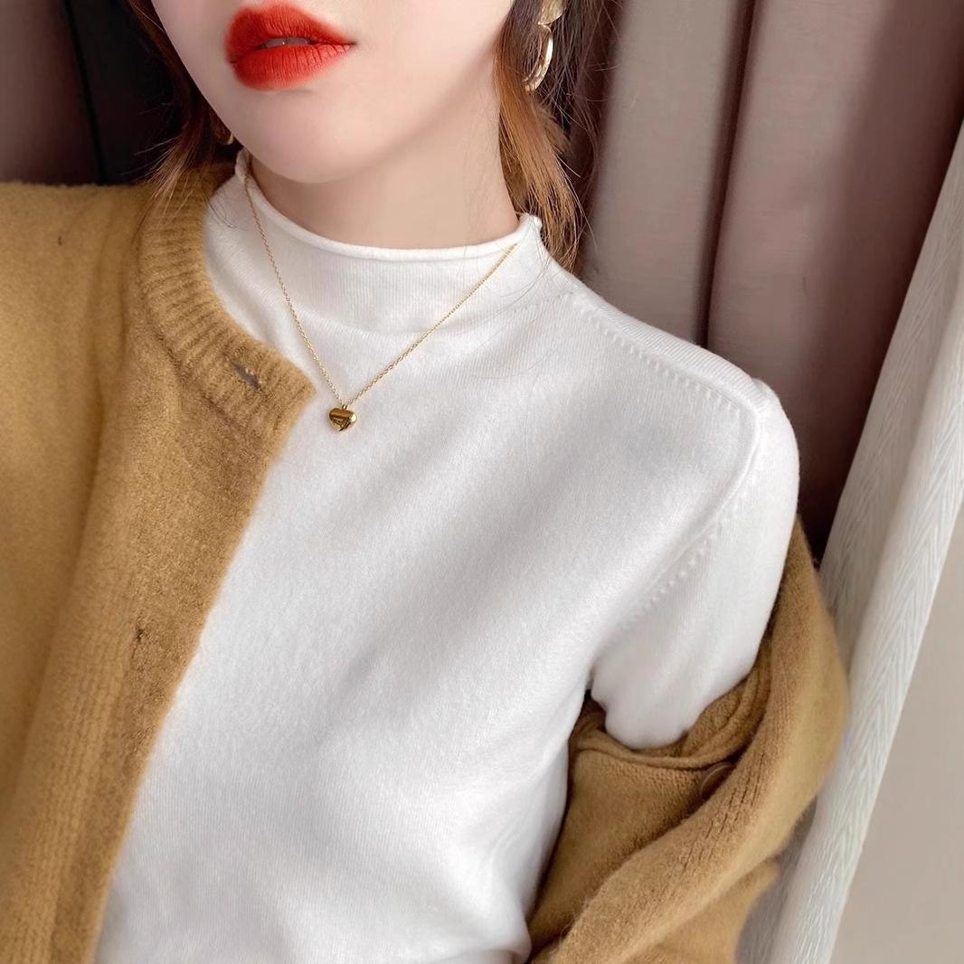 

Women s 2024 Loose Knit High Neck Top - White or Black, Perfect for Early Autumn and Spring Wear. 2XL