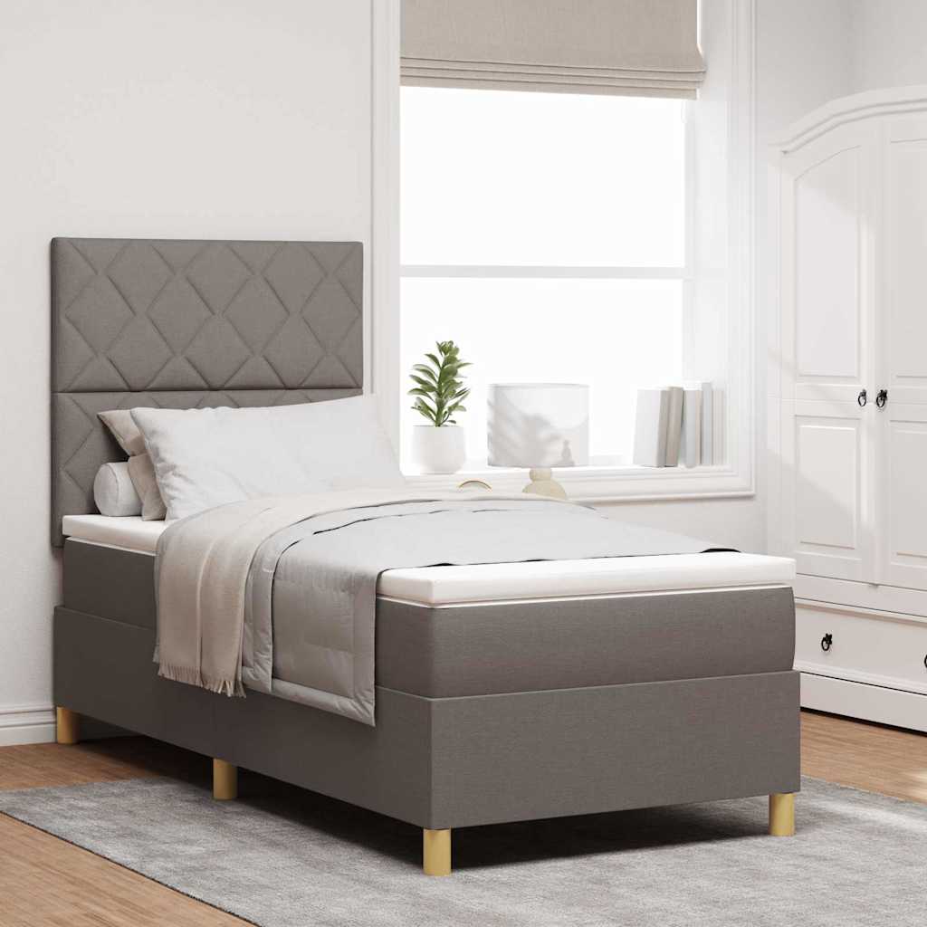 Boxspring Bed with Headboard Taupe 100 x 200 cm Fabric