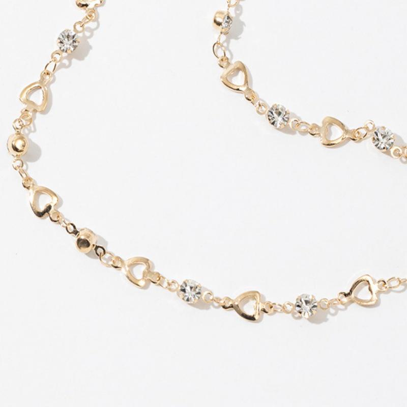 Cross-Border French Style Long Diamond Tassel Heart Choker Necklace for Women