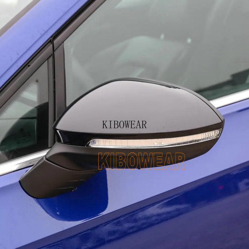2pc Glossy Pearl Black Side Mirror Cover for VW Golf GTI MK8 VIII 8 R GTD GTE E-Golf cap 2024 replace auto