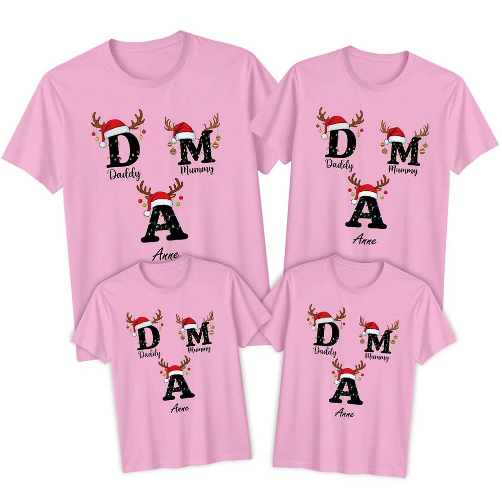 Daddy Mummy Anne Reindeer Christmas Family Matching Holidays TShirt Set