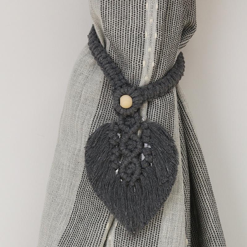 Handmade Braided Cotton Rope Tassel Leaf Curtain Fasteners Bohemian Style Curtain Ties