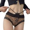 Leopard Print Contrast Lace Panties Thong Women's Underwear Erotic Cut Out Strappy Cheeky Panties Lingerie Briefs