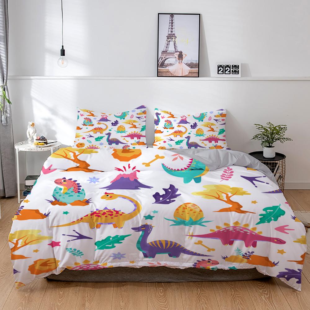 Comforter 3D - Printed Single - Sized Cartoon Dinosaur Family - Themed For Boys' Kids Bedclothes