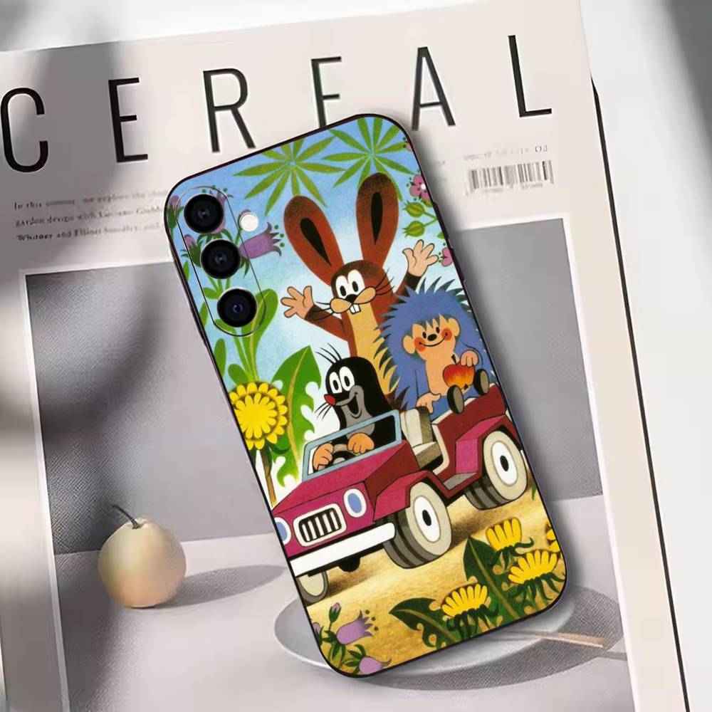 Cartoon Littles Mole Phone Case Black Silicone Soft For Samsung Galaxy A73,A72,A71,A70,A53,A52,A51 Samsung a30 a20