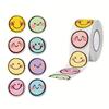500pcs Colorful Smile Face Paper Labels Round Stickers Classroom Learning Rewards Gift Tags Office Gift Packaging Playful Design