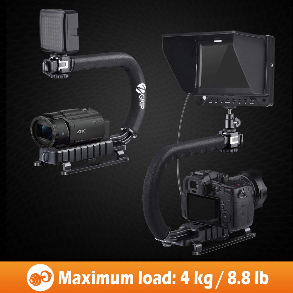 Zeadio Video Action Handheld Stabilizer with Smartphone Holder Mount for Canon Nikon Sony Panasonic DSLR Camera Camcorders and All Smartphones