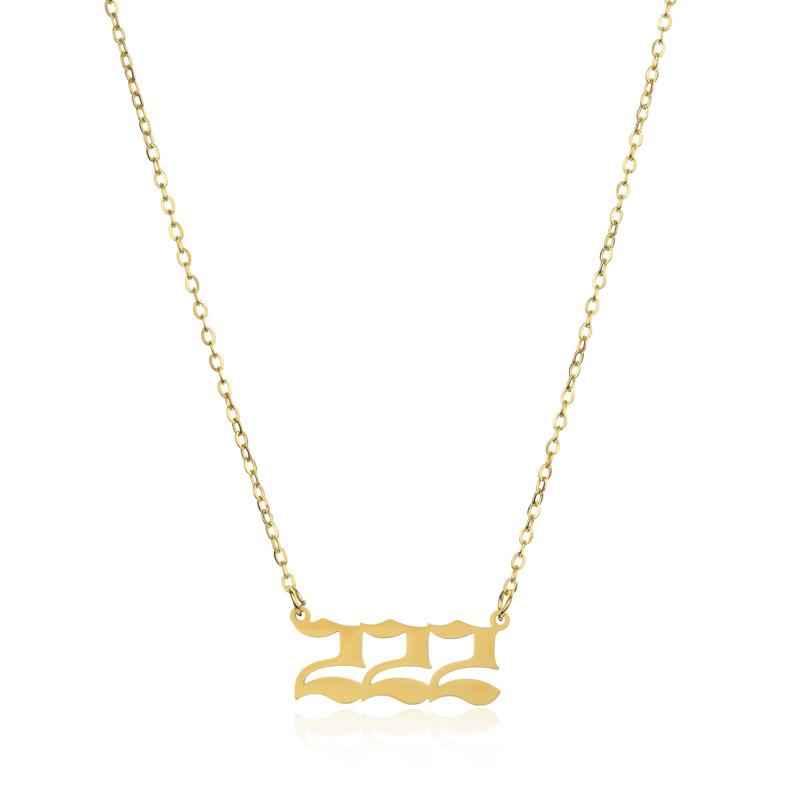 Stainless Steel Angel Number Necklace For Women 111 222 333 444 555 666 777 888 999 Pendant Gold Color Chain Fashion Jewelry