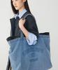 Studio Tomboy Denim Embossed Print Shoulder Bag_Indigo_9176470988