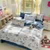 Elegant Blue Floral Pattern Duvet Cover Set 100% Cotton Soft Skin Friendly Queen Size Bedding Set Comforter Cover Pillowcases