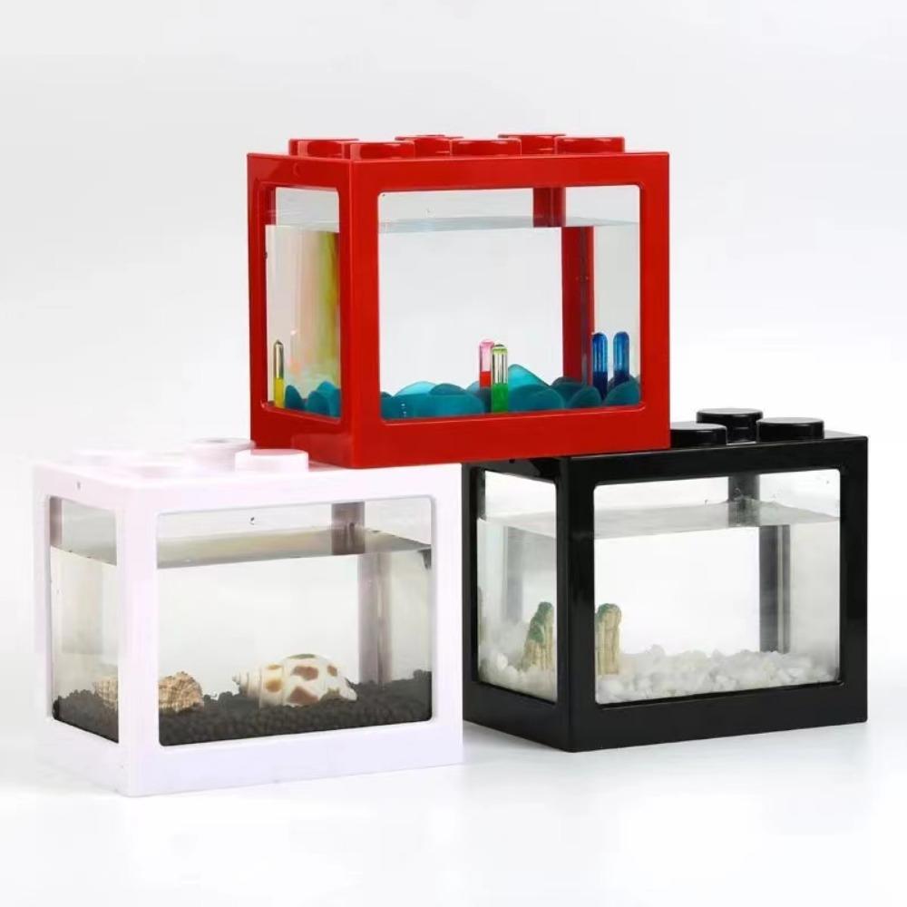 Mini Fish Bowls Thai Betta Tank Small Ornamental Fish Live Pet Stackable Aquariums Cylinder 6 Holes High Transparency Fish Tank