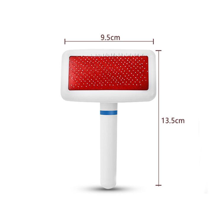 

Pet Grooming De-shedding Brush with Rubber Handle and One-Click Hair Removal for Cats 13.5*10 cm