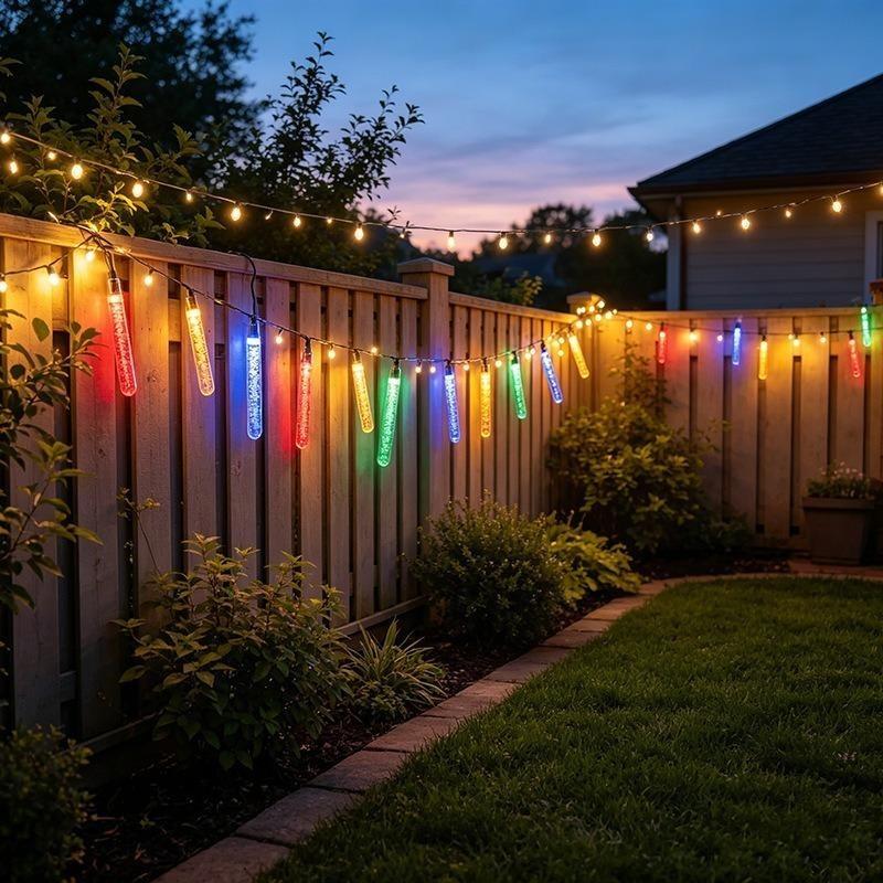 Christmas Decor Outdoor Solar Powered String Lights 20/50/100 LED Cylindrical Bubble Wand Lights for Wedding Party Birthday Garden Camping