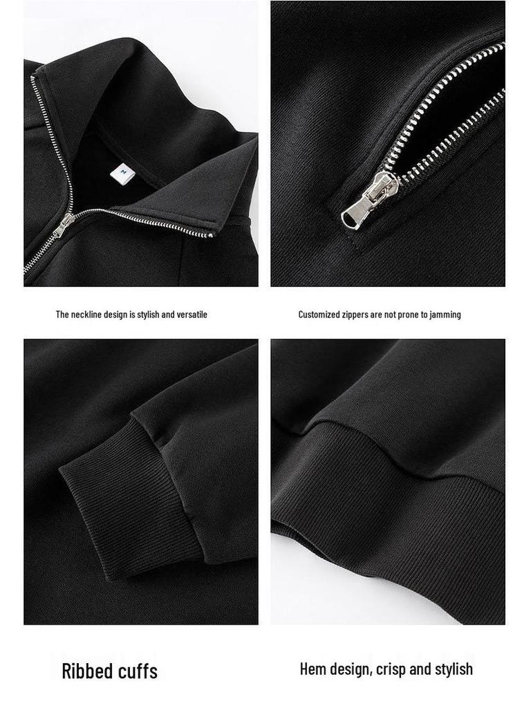 Höst Vinter Ståkrage Halv dragkedja Lös passform Vardaglig Pullover Huvtröja