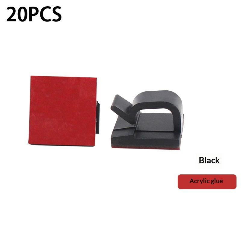 20/50Pcs Cable Clips Self Adhesive Cord Management Black Wire Organizer Clamp Car Wire Accessories