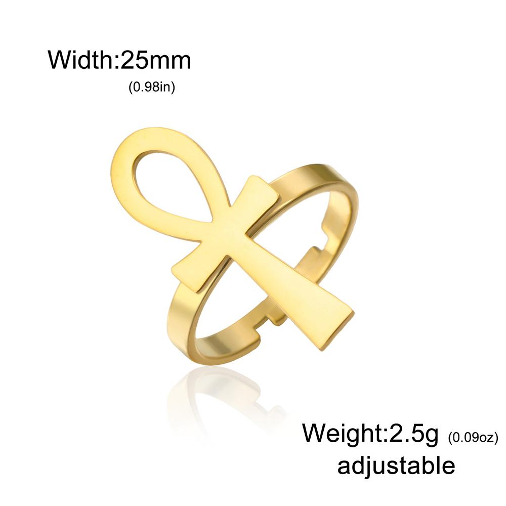 Dawapara Ankh Cross Rings Adjustable Open Ring Men Women Good Luck Amulet Stainless Steel Ancient Egyptian Jewelry