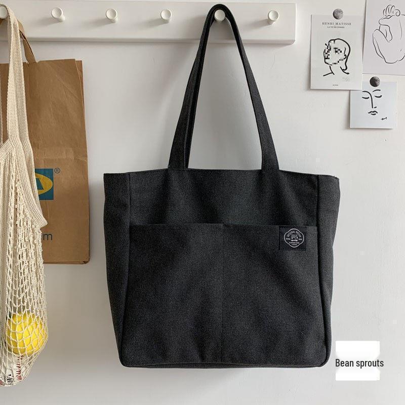 Mori Style Canvas Tote: Large-Capacity Shoulder Bag for Books and Everyday Commute