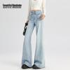 Women's High-Waist Double-Button Flared Denim Jeans