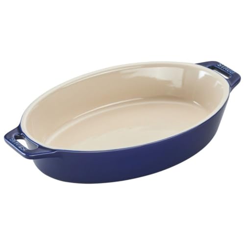 

Staub Grand Bleu Oval Dish, 23cm Ceramic Gratin Dish, Oven and Microwave Safe [Official Japanese Product] Dish 40508-604