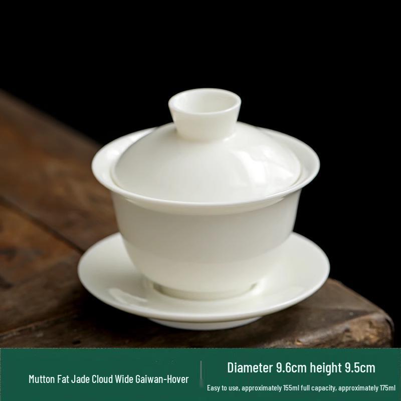 Dehua White Porcelain Gaiwan: Thin Body Sancai Tea Bowl for Kung Fu Tea, Large Ceramic Cup for Home Brewing