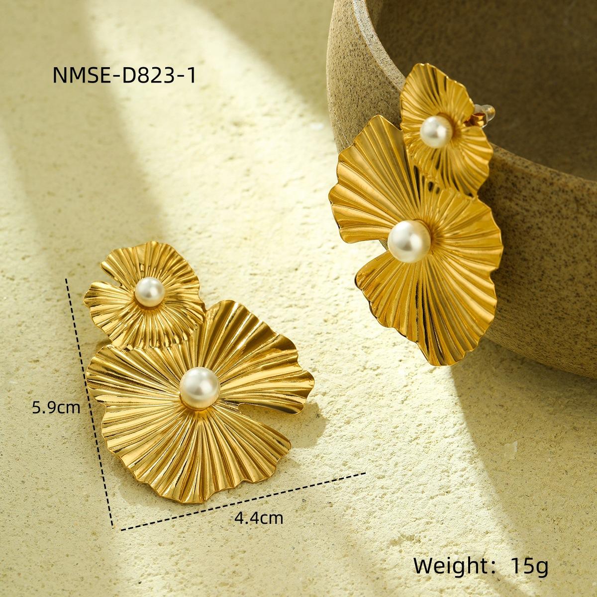 GEMCHIC Women s Titanium Steel Irregular Folded Flower Earrings - Vintage Stainless Steel Stud Earrings for Women